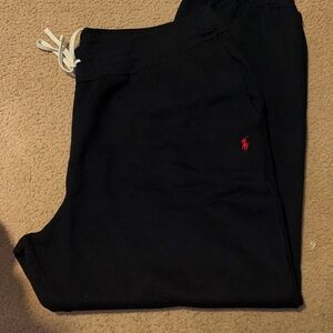 Polo Ralph Lauren Black Jogger Pants with Red Logo